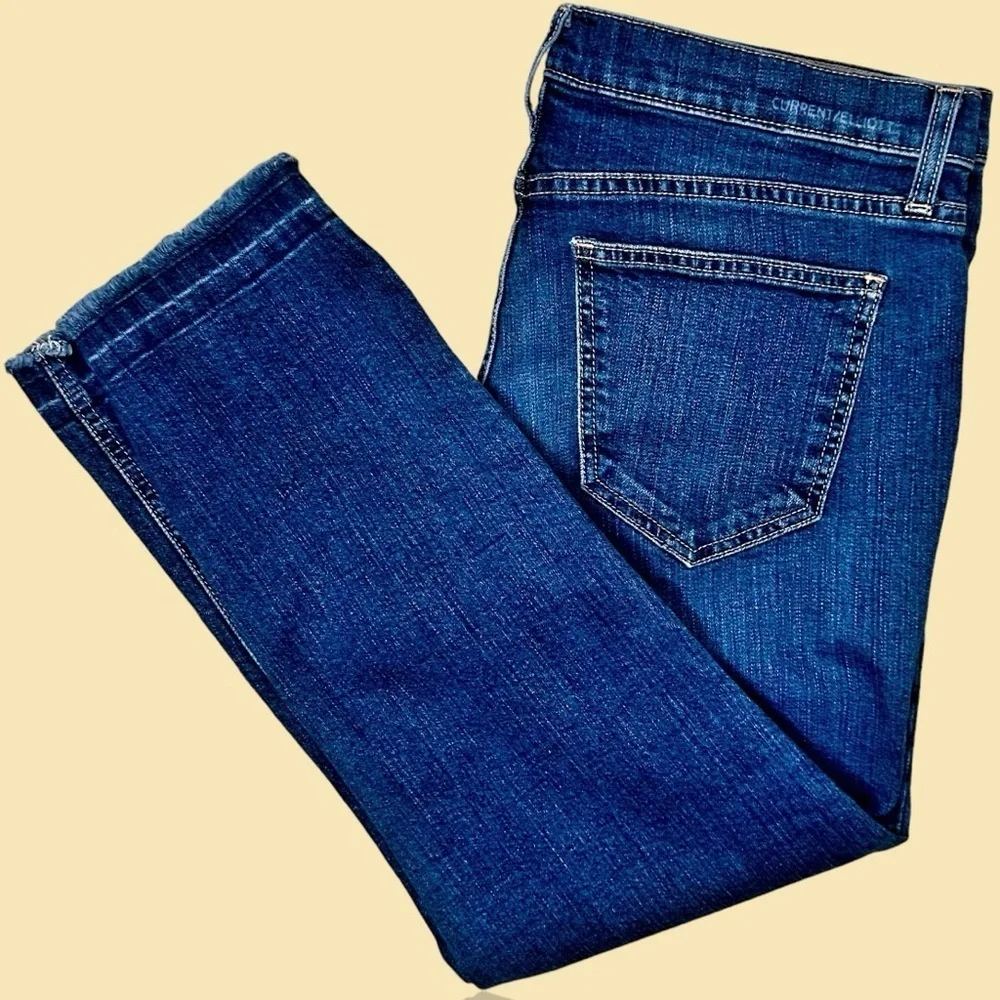 Current/Elliott ‘Propeller’ Relaxed Straight Fit Cropped Released Hem Jeans 30